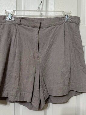 Grey/taupe brown cable & gauge 10  linen feel shorts #summer #pleated